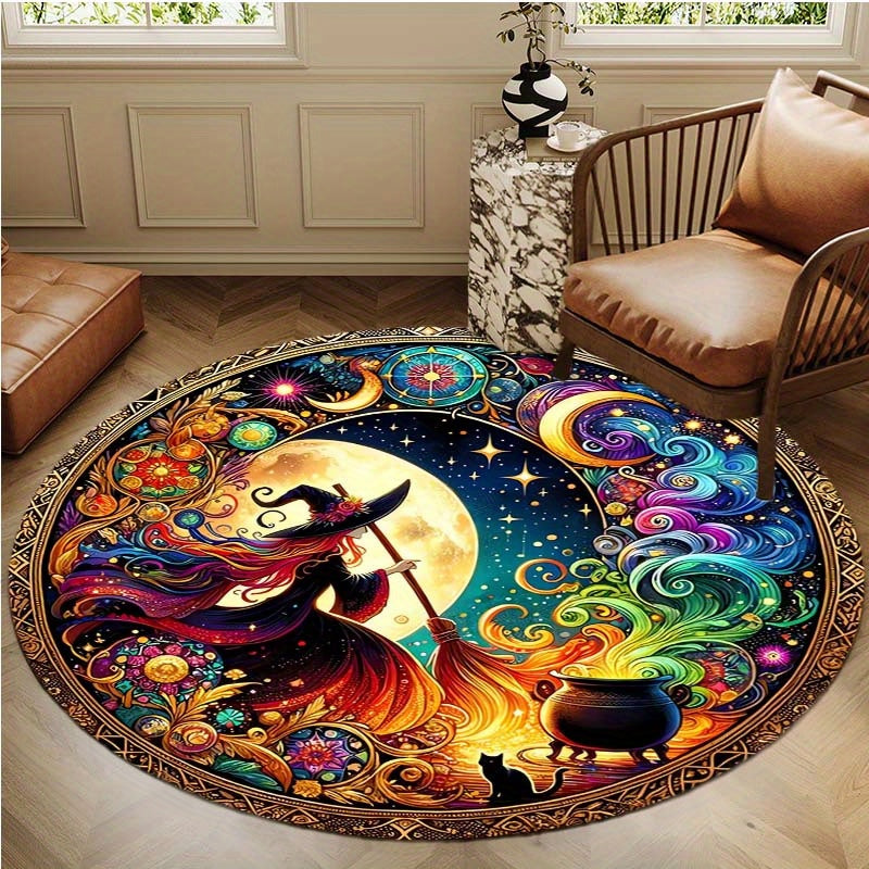 Velvet Witch Print Rug for Home Decor, Cozy Living Room Accent