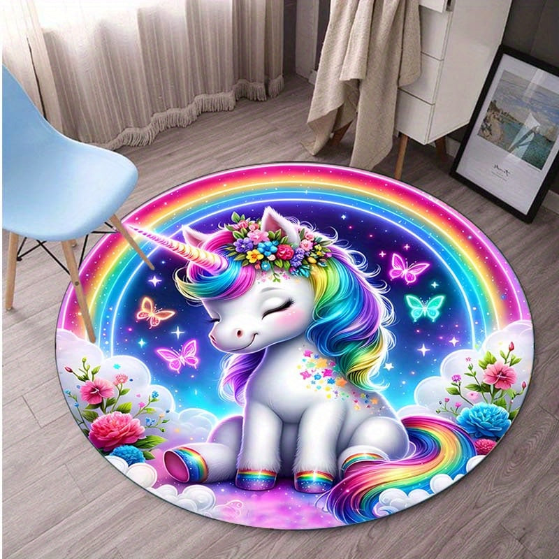 Rainbow Unicorn Rug - Soft Anti-Slip Area Rug for Kids' Rooms and Playrooms