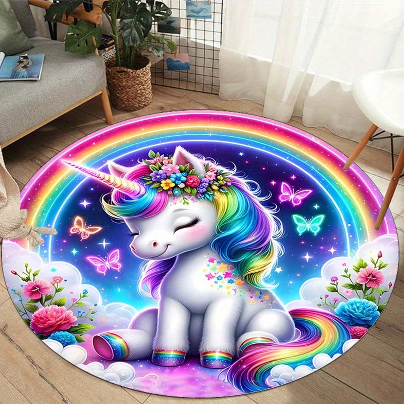 Rainbow Unicorn Rug - Soft Anti-Slip Area Rug for Kids' Rooms and Playrooms