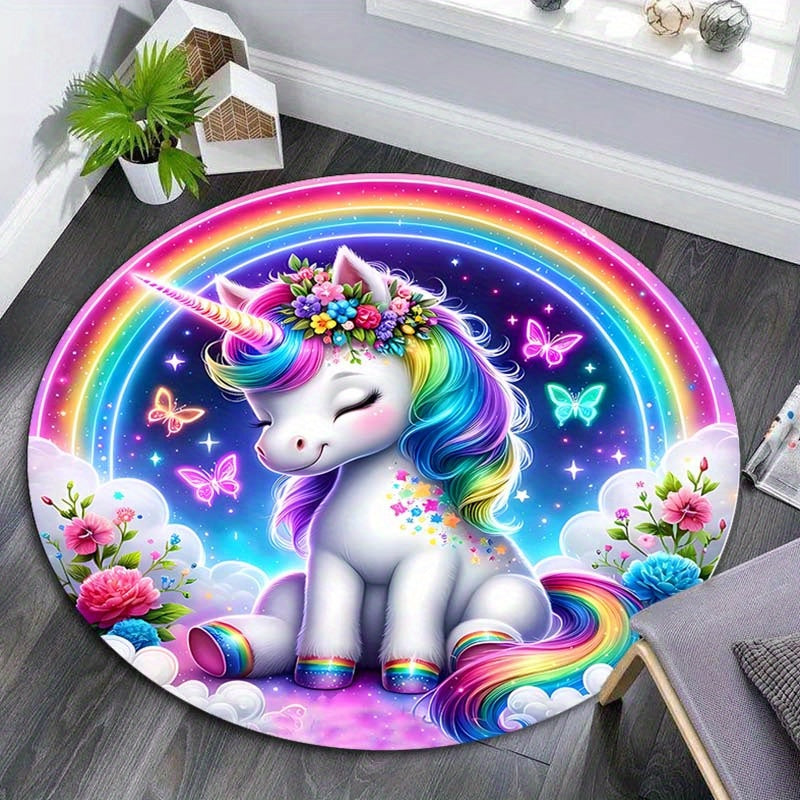 Rainbow Unicorn Rug - Soft Anti-Slip Area Rug for Kids' Rooms and Playrooms