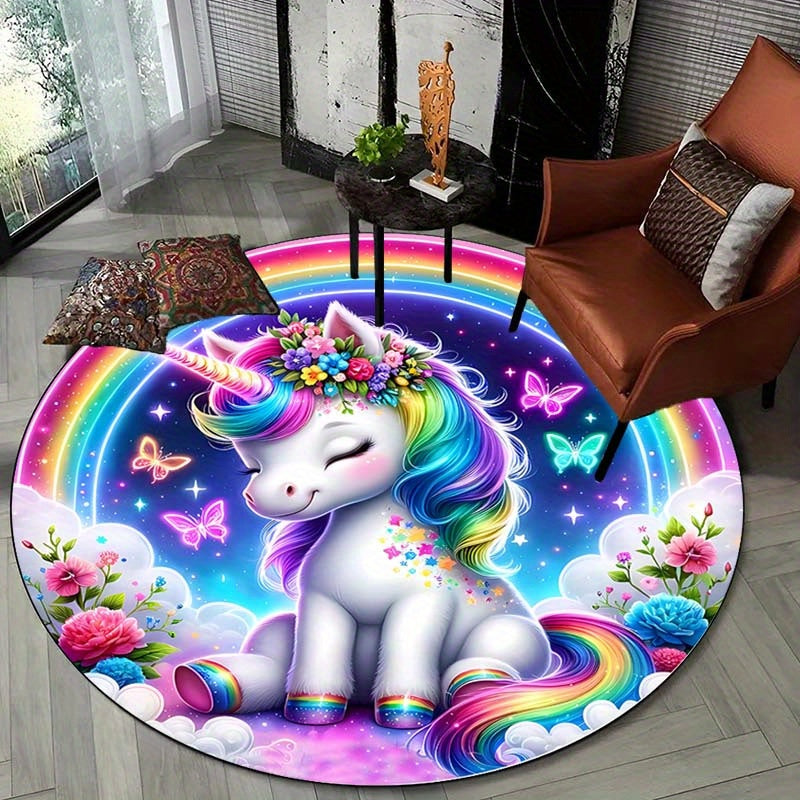 Rainbow Unicorn Rug - Soft Anti-Slip Area Rug for Kids' Rooms and Playrooms