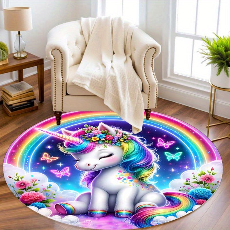 Rainbow Unicorn Rug - Soft Anti-Slip Area Rug for Kids' Rooms and Playrooms