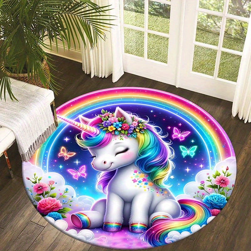 Rainbow Unicorn Rug - Soft Anti-Slip Area Rug for Kids' Rooms and Playrooms