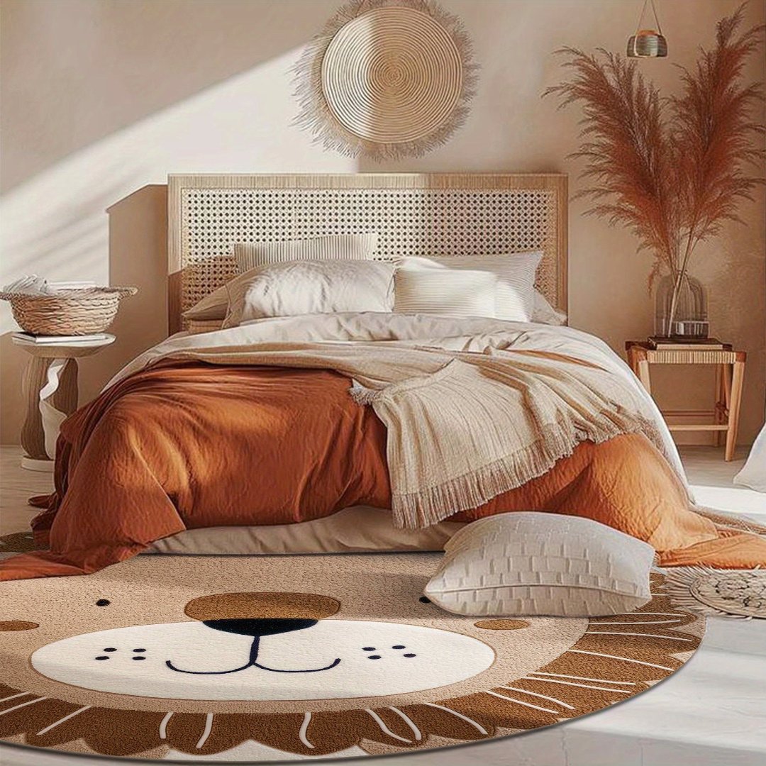 Round Non-Slip Polyester Rug for Home and Office Decor