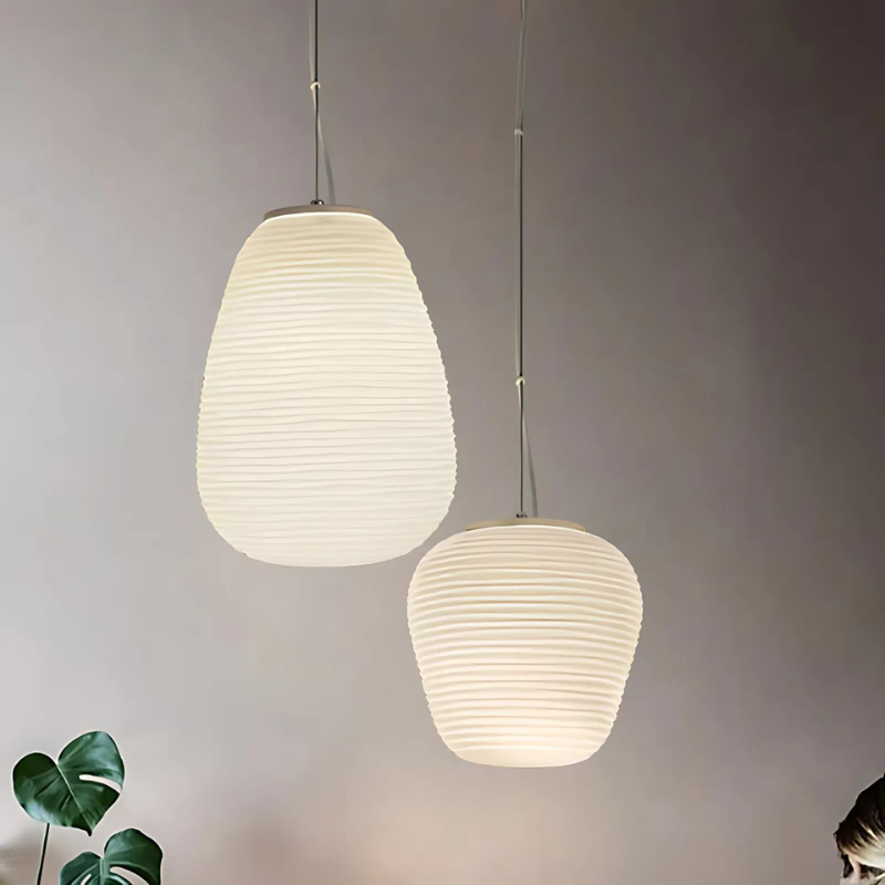 Modern Ribbed Glass Pendant Light for Home and Office Decor