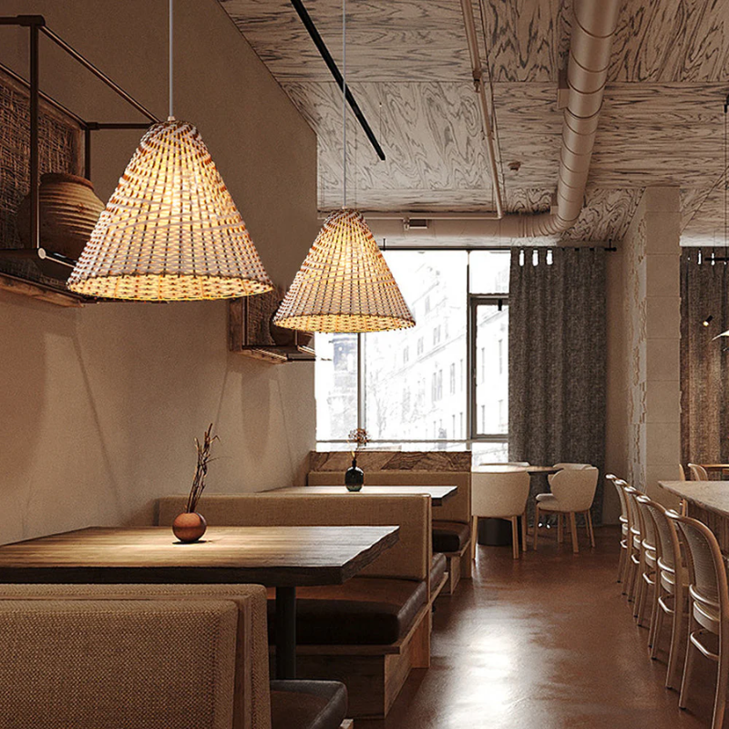 Boho Pendant Light - Hand-Woven Willow Fixture for Home Decor