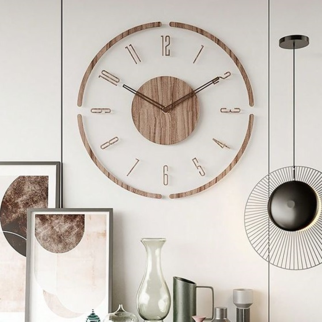 Minimalist Nordic Solid Wood Wall Clock for Home and Office Decor