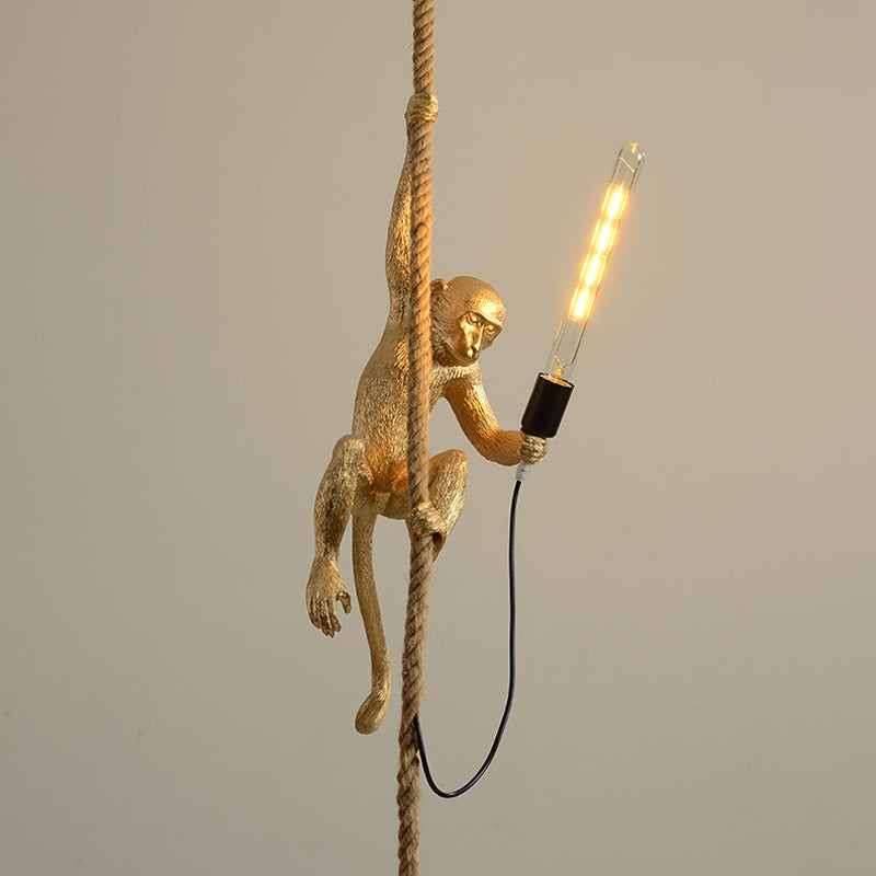 Monkey Pendant Light for Kids Room | Playful Rope Hanging Fixture
