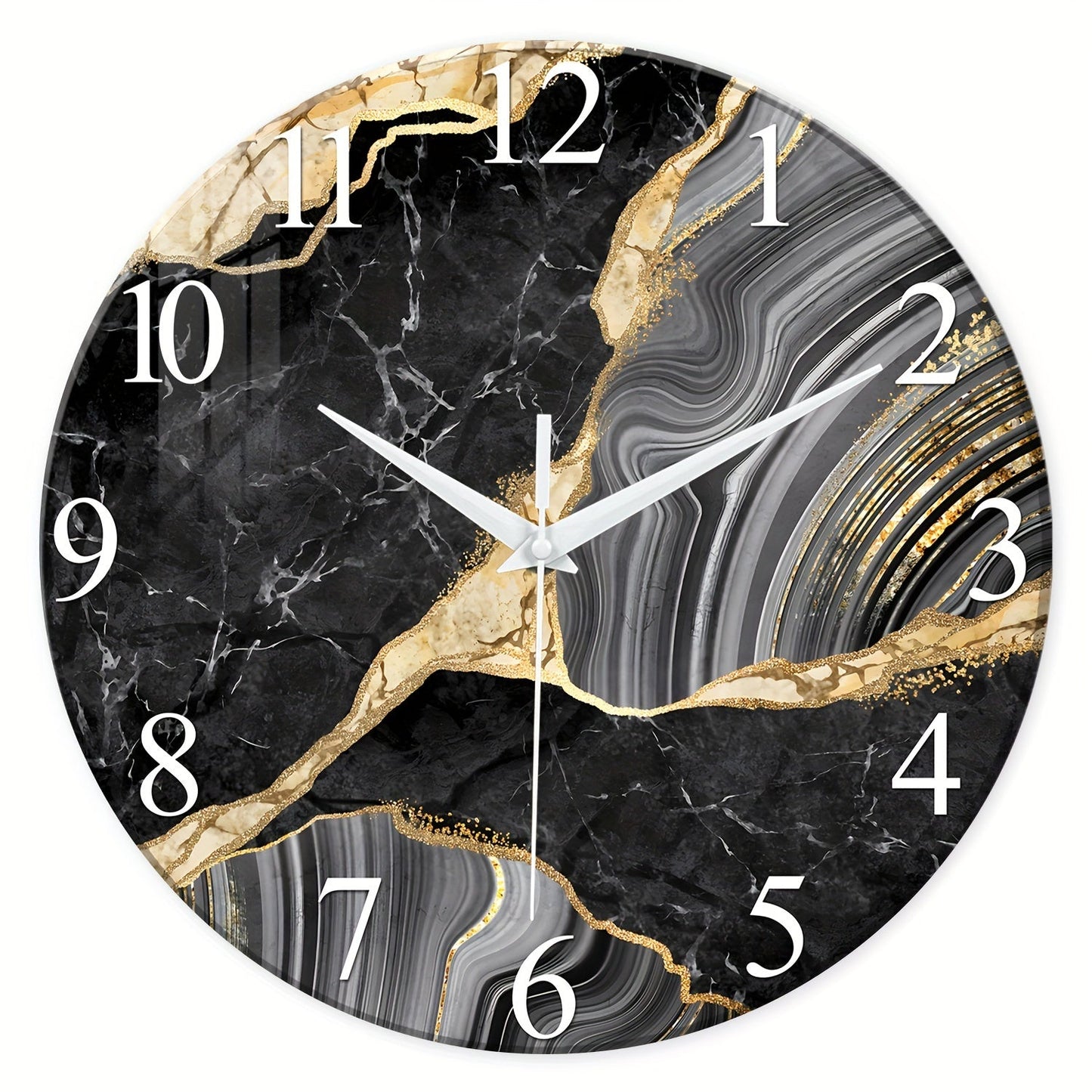 Silent Glass Wall Clock 30 cm - Modern Design for Home and Office Decor