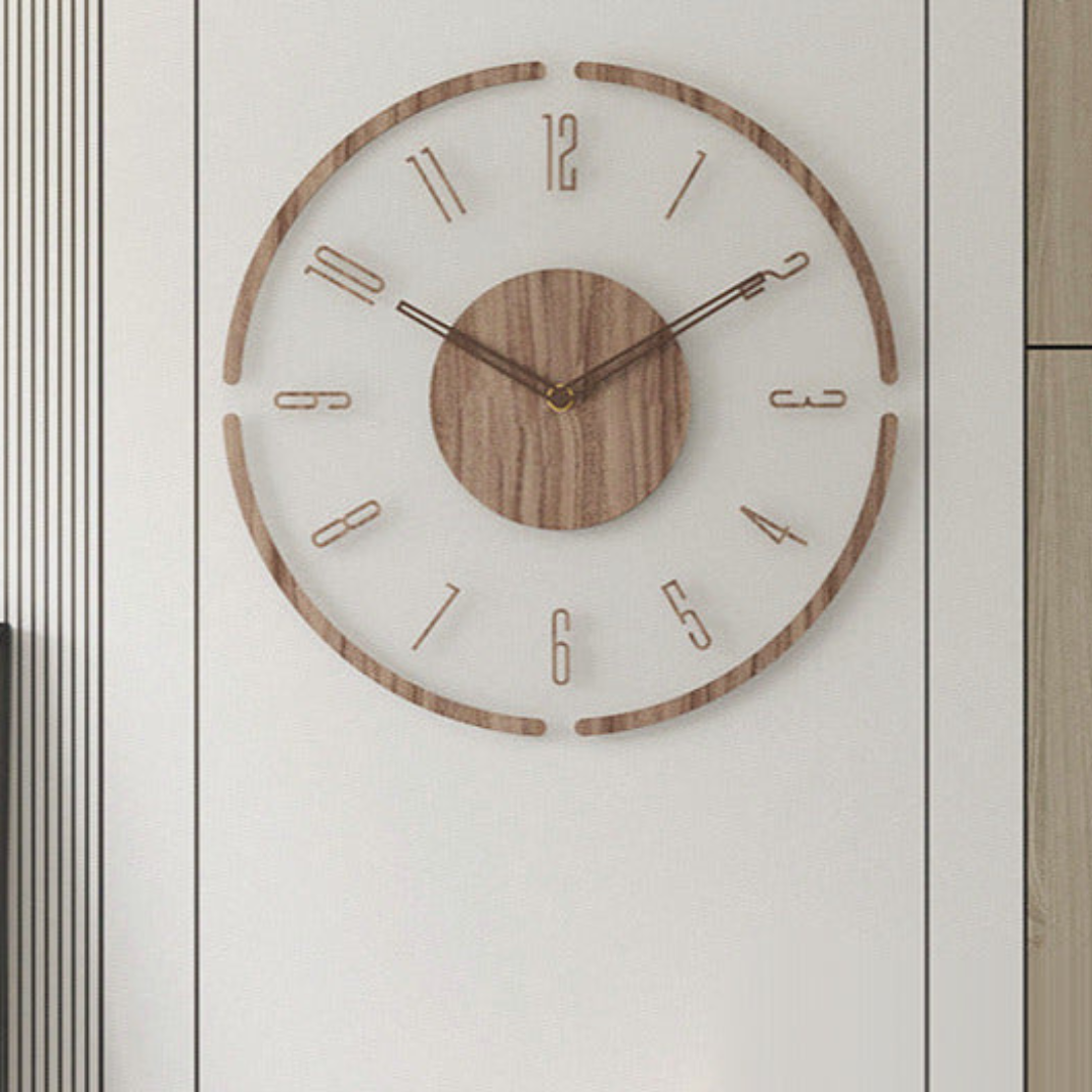 Minimalist Nordic Solid Wood Wall Clock for Home and Office Decor