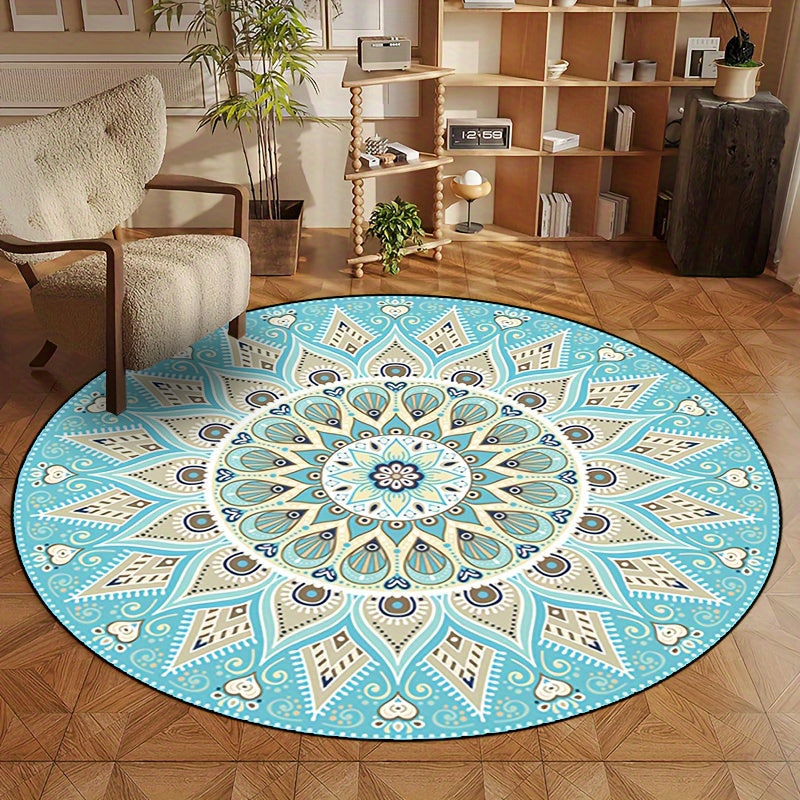Mandala Round Rug for Modern Home Decor - Soft, Stylish, Versatile