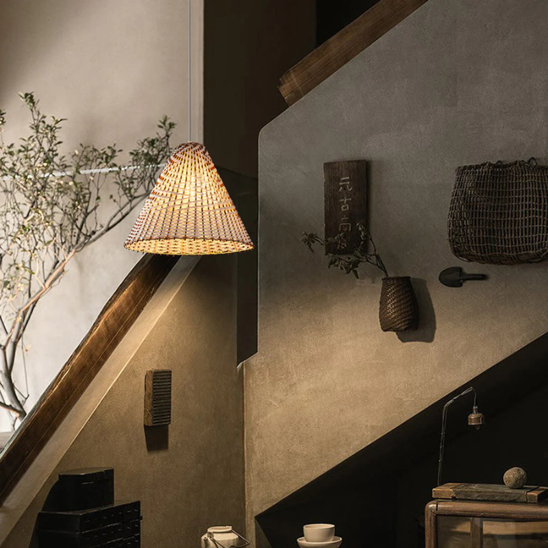 Boho Pendant Light - Hand-Woven Willow Fixture for Home Decor