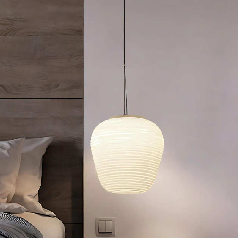 Modern Ribbed Glass Pendant Light for Home and Office Decor