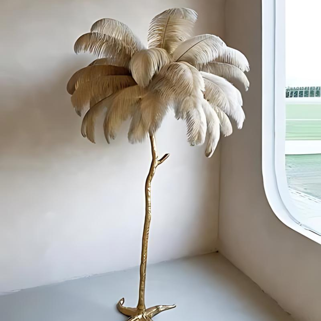 Ostrich Feather Floor Lamp for Elegant Home Decor and Stylish Lighting