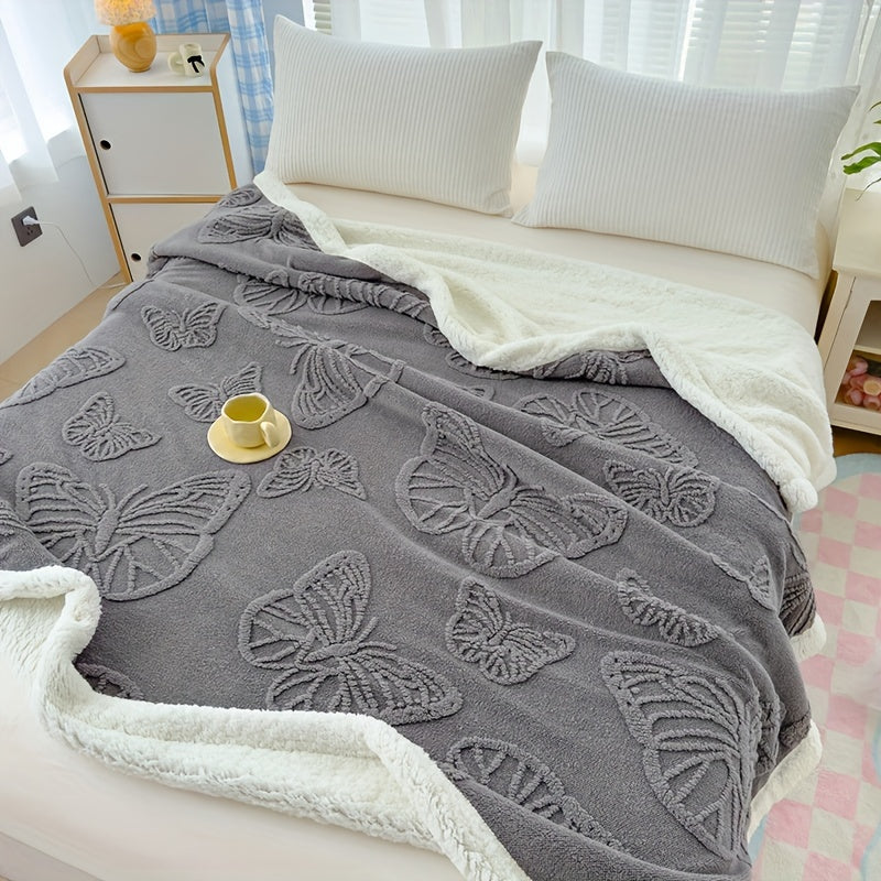 Ultra-Soft Reversible Blanket for Cozy Home Decor with Butterfly Design
