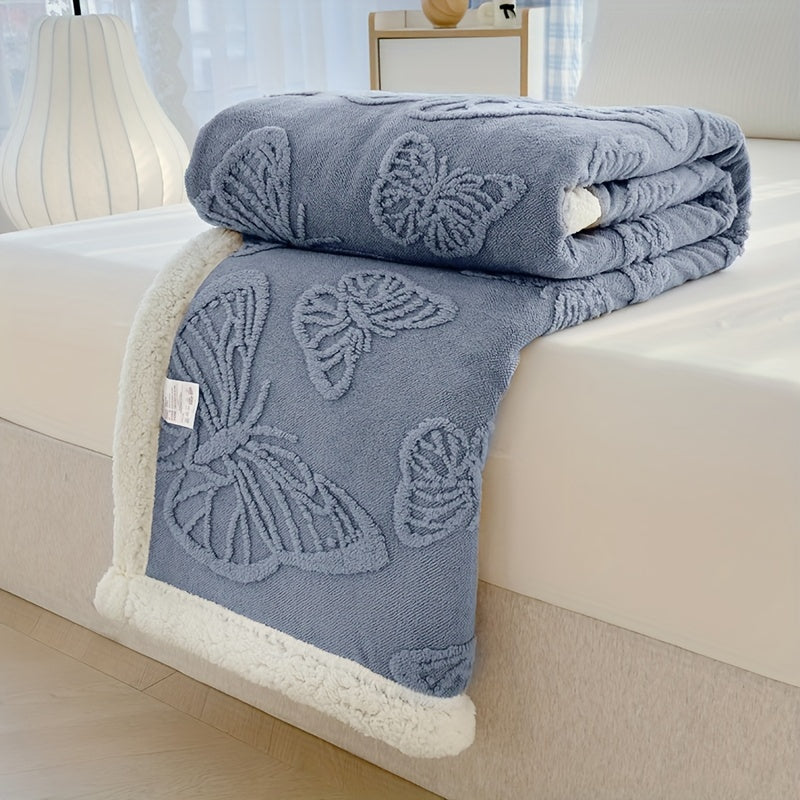 Ultra-Soft Reversible Blanket for Cozy Home Decor with Butterfly Design