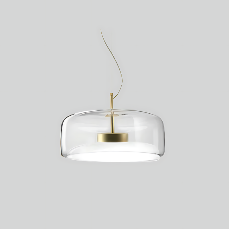 LED Pendant Light in Golden Metal and Glass for Bedroom Decor