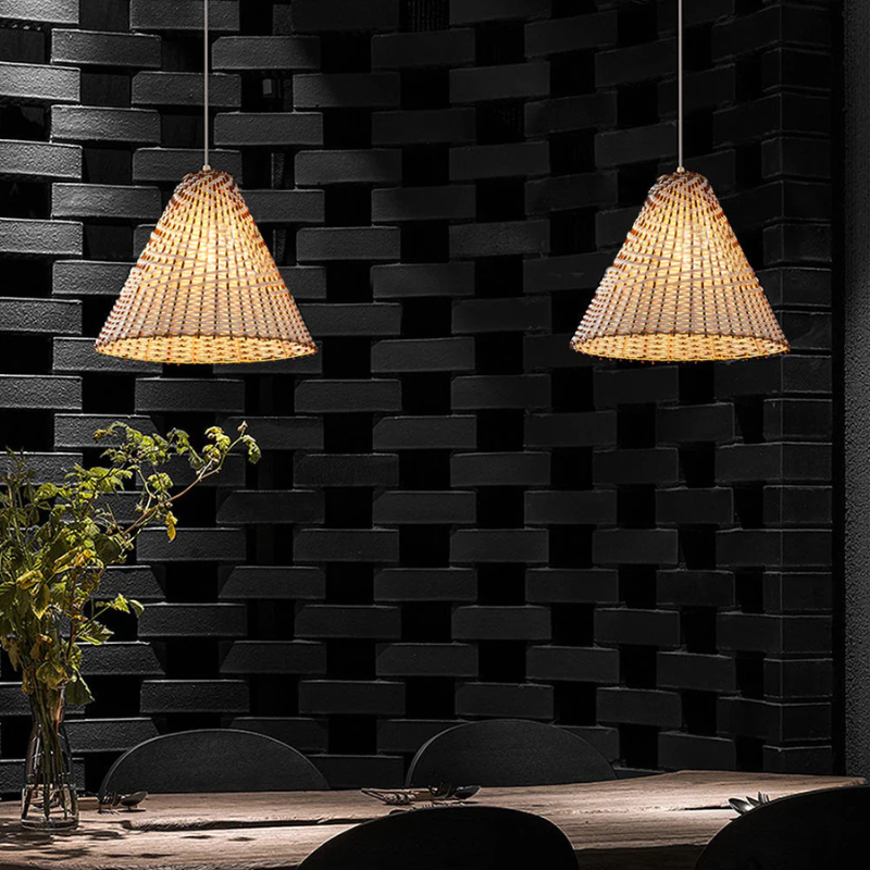 Boho Pendant Light - Hand-Woven Willow Fixture for Home Decor