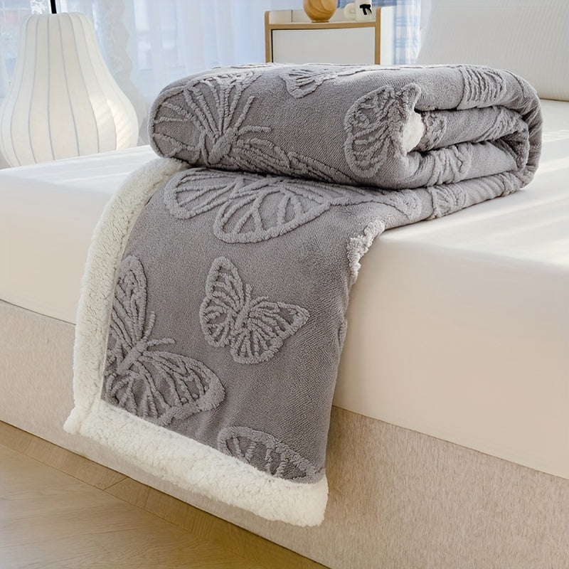 Ultra-Soft Reversible Blanket for Cozy Home Decor with Butterfly Design
