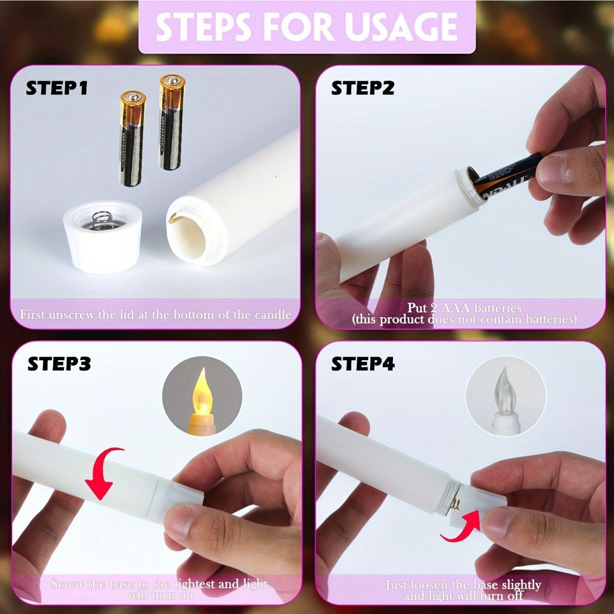Wireless LED Flameless Candles Set of 6 - Realistic Flame for Home Decor