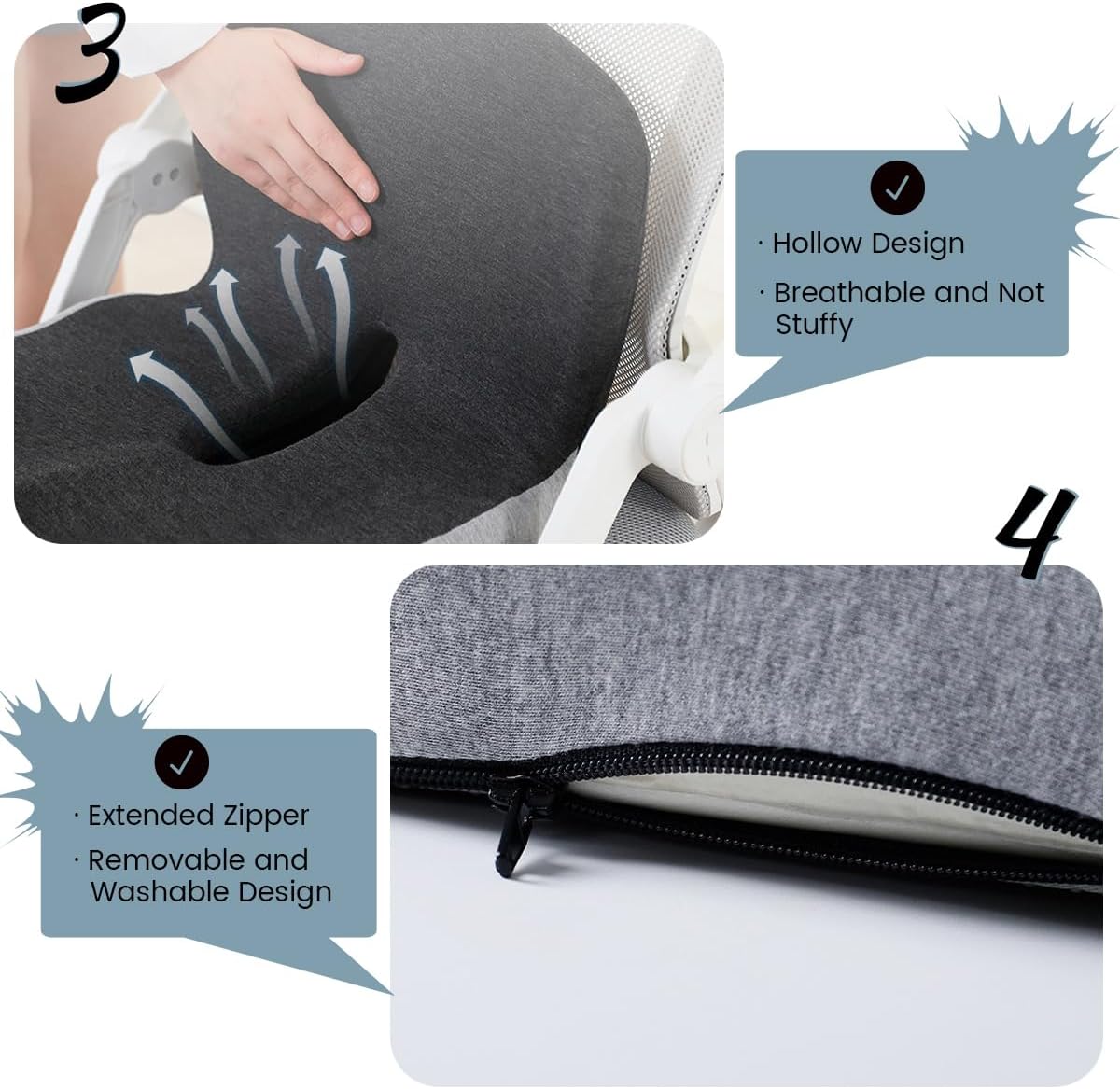 Back and Seat Cushion Ergonomic Memory Foam with Lumbar Support