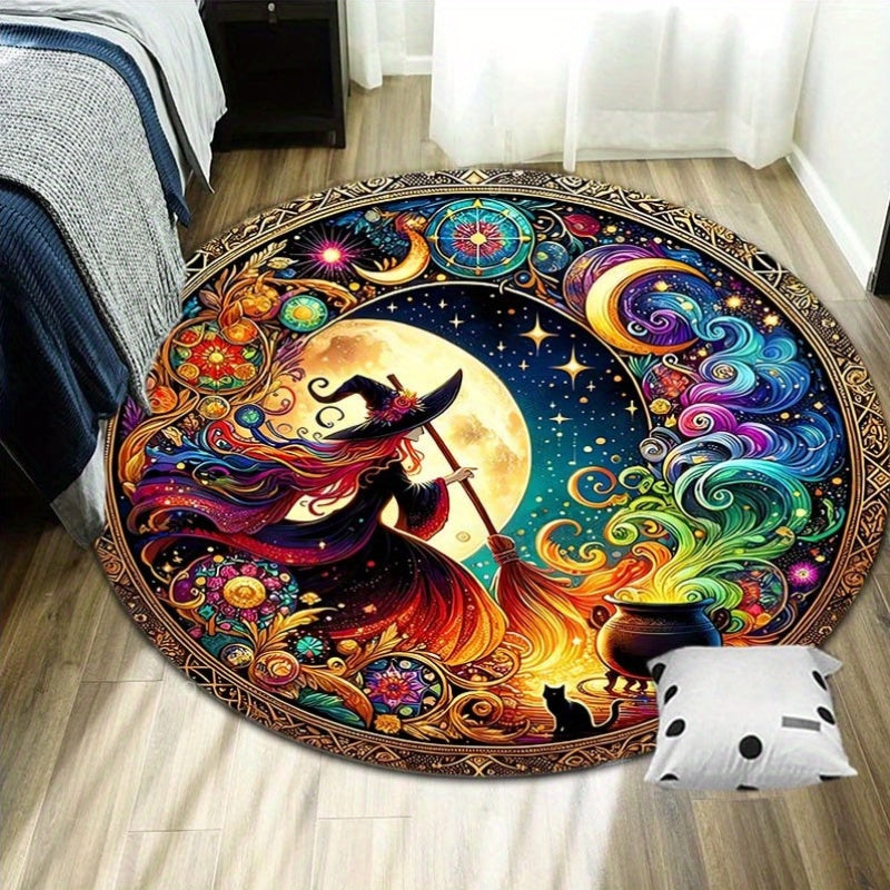 Velvet Witch Print Rug for Home Decor, Cozy Living Room Accent