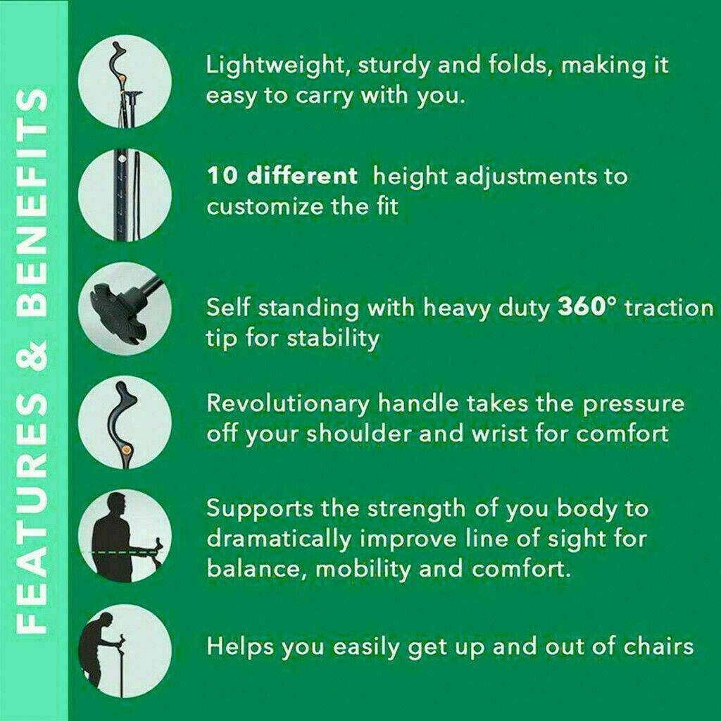 Walking Stick for Seniors – Lightweight Adjustable Cane with Ergonomic Grip
