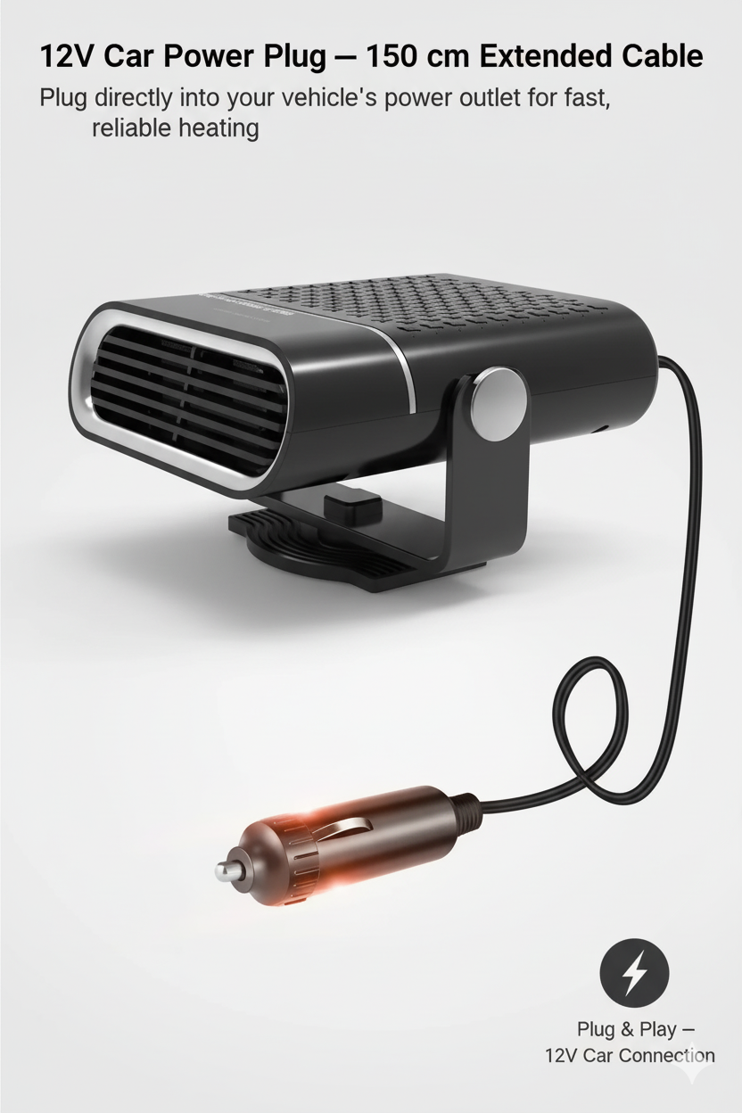 Portable Car Heater 4-in-1 Fan for Heating Cooling Defrosting 12V