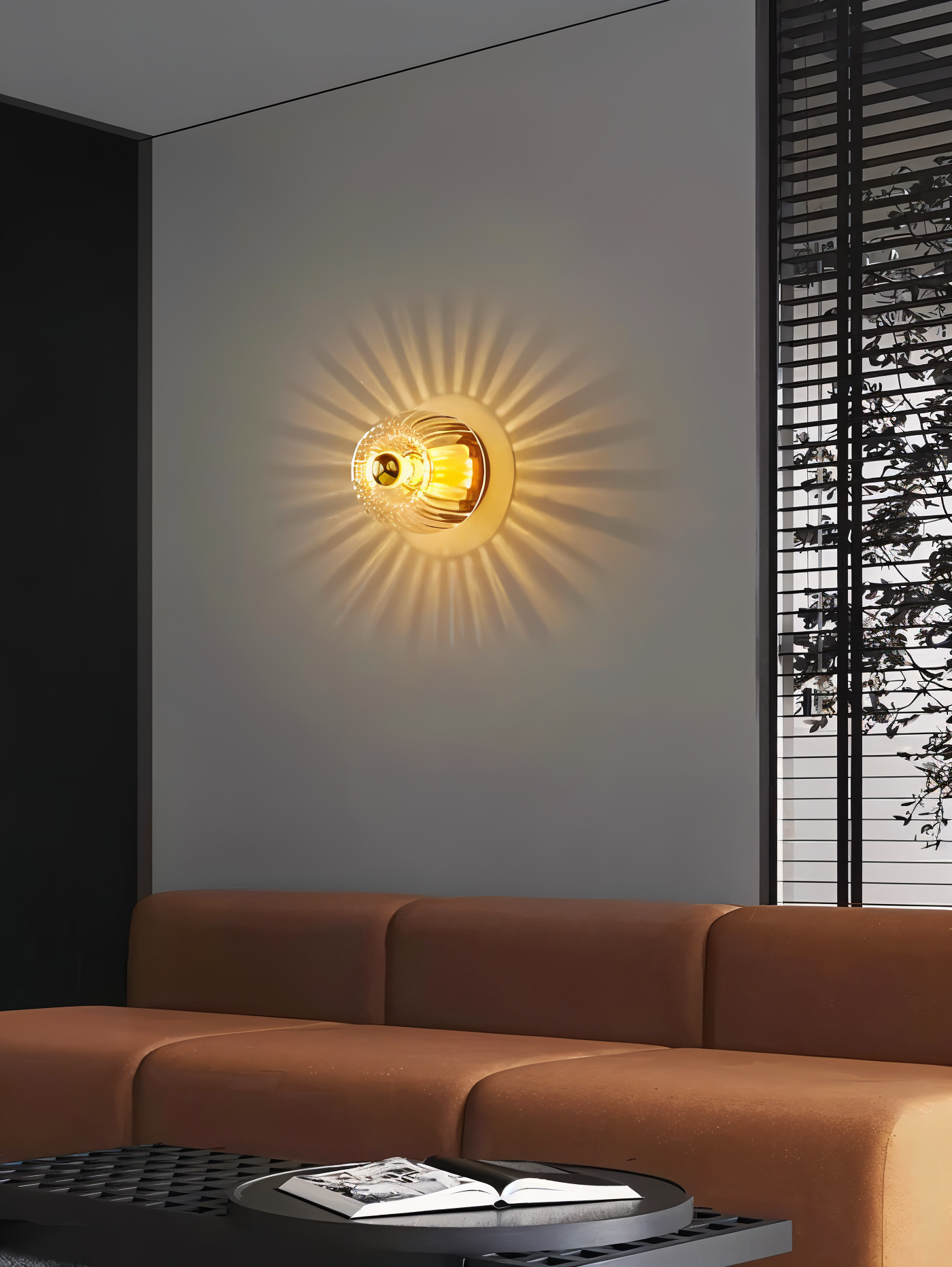 Glass Wall Light Sun Rays Design for Home and Office Decor