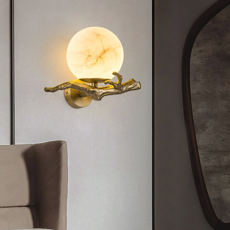 Copper and Marble Wall Light for Elegant Home and Office Decor