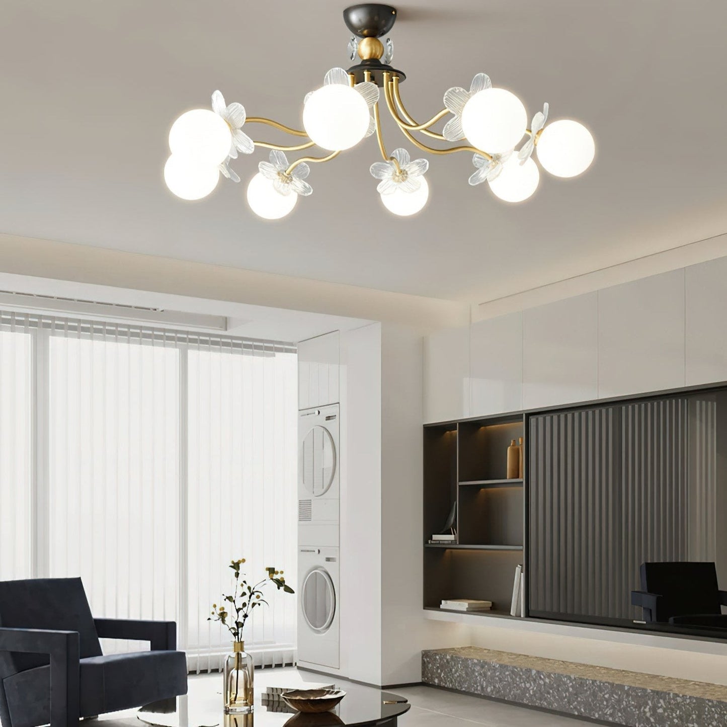 Flower Glass Chandelier for Elegant Home Decor and Office Lighting