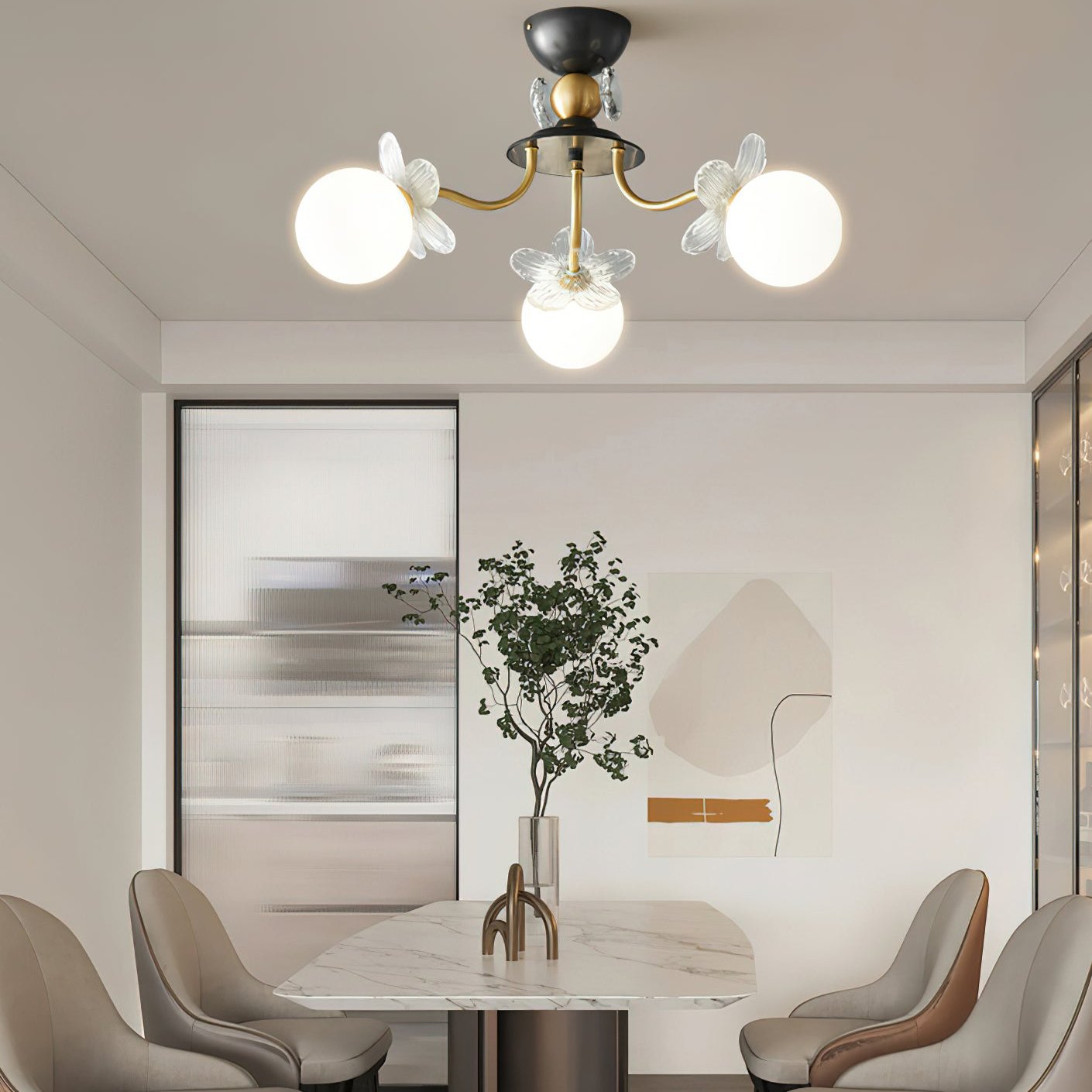 Flower Glass Chandelier for Elegant Home Decor and Office Lighting