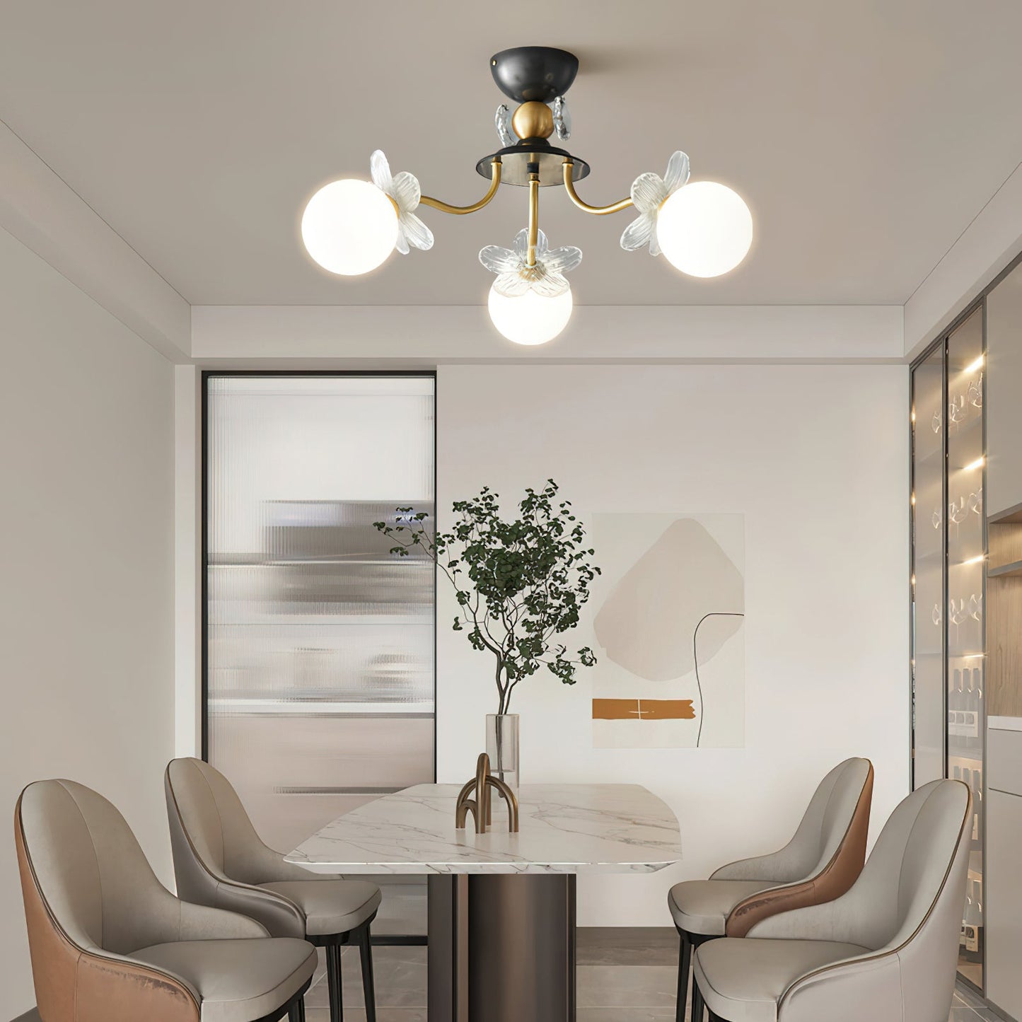 Flower Glass Chandelier for Elegant Home Decor and Office Lighting
