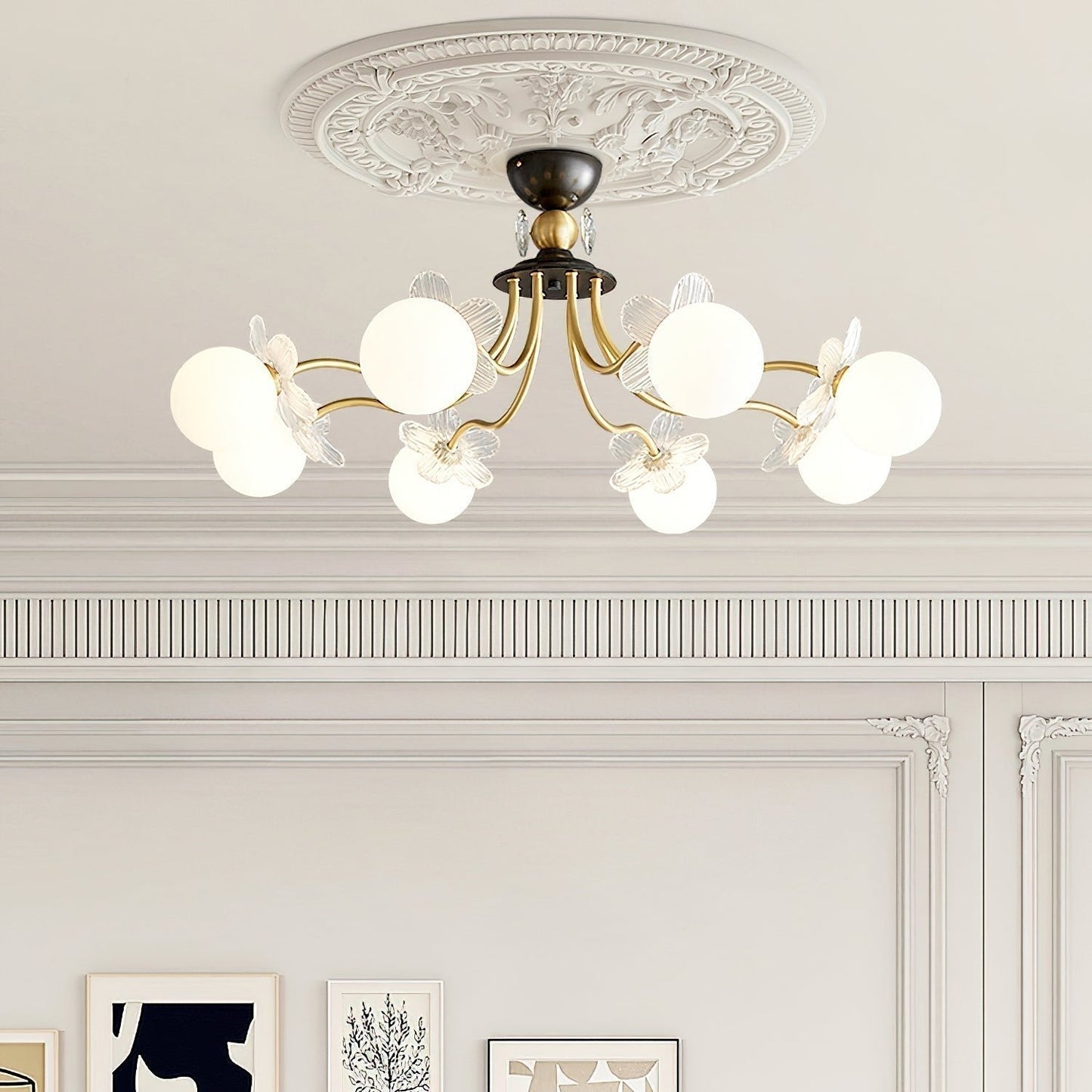 Flower Glass Chandelier for Elegant Home Decor and Office Lighting
