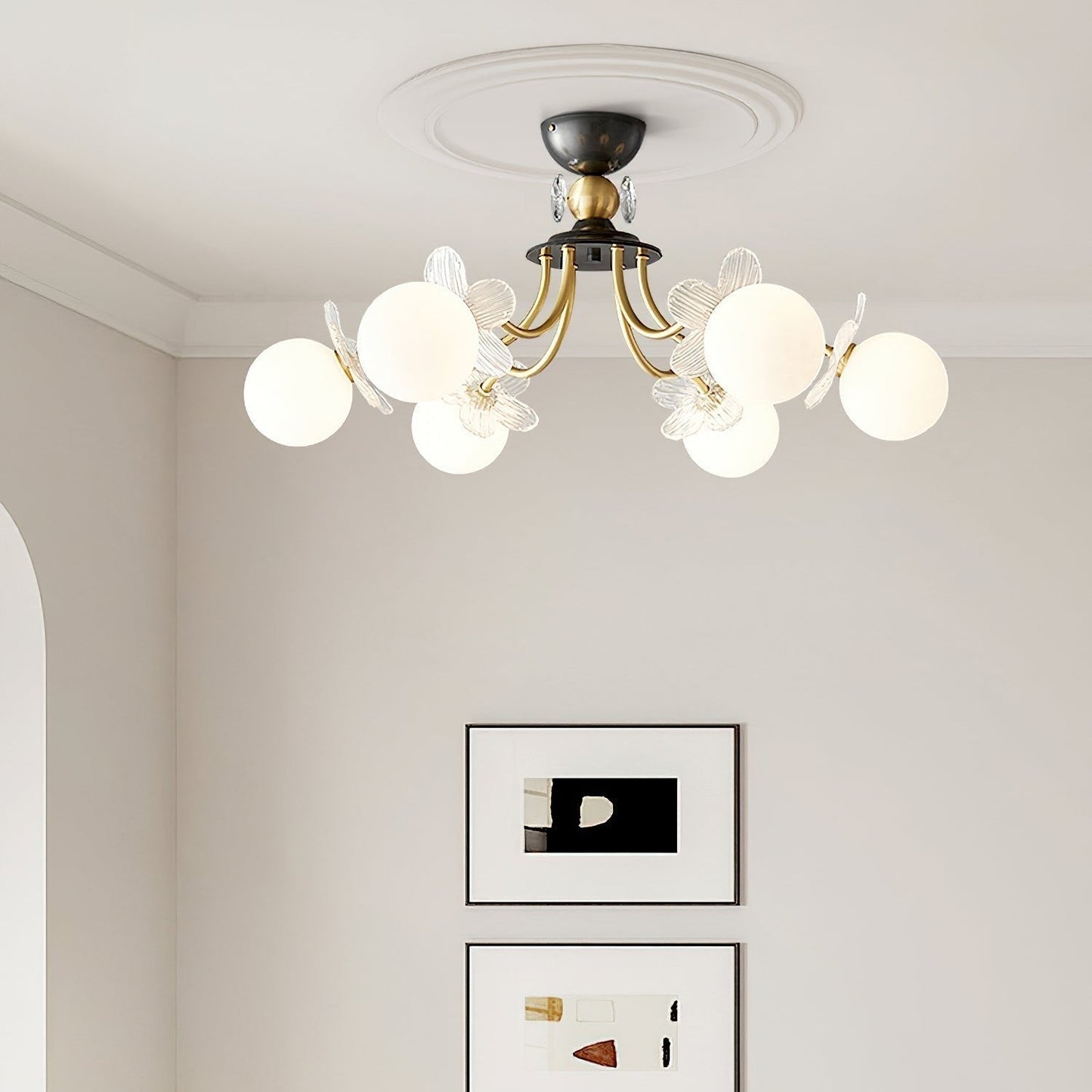 Flower Glass Chandelier for Elegant Home Decor and Office Lighting