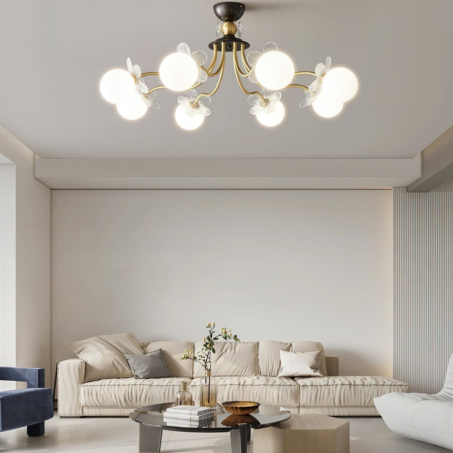 Flower Glass Chandelier for Elegant Home Decor and Office Lighting