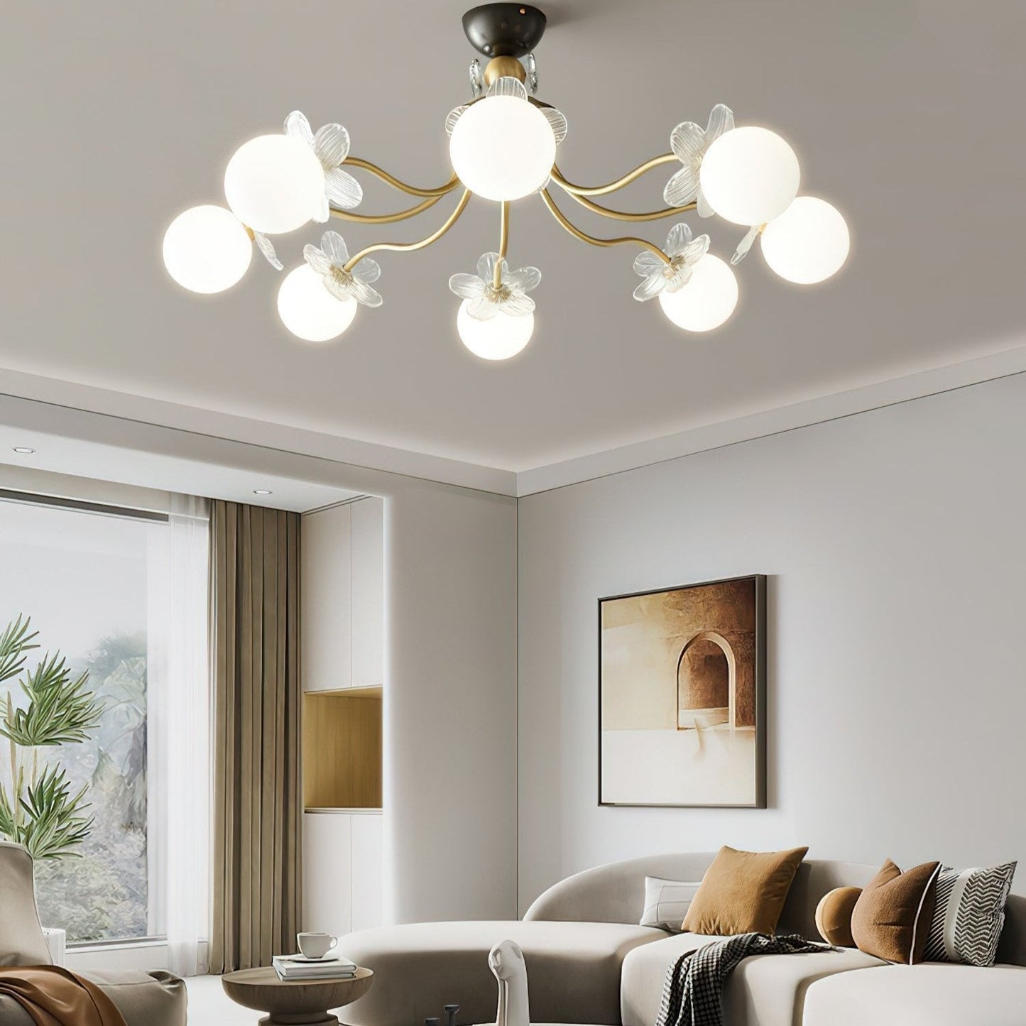 Flower Glass Chandelier for Elegant Home Decor and Office Lighting