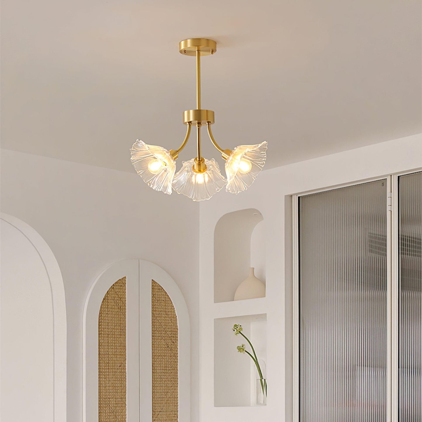 Elegant Flower Glass Chandelier for Home and Office Decor Lighting