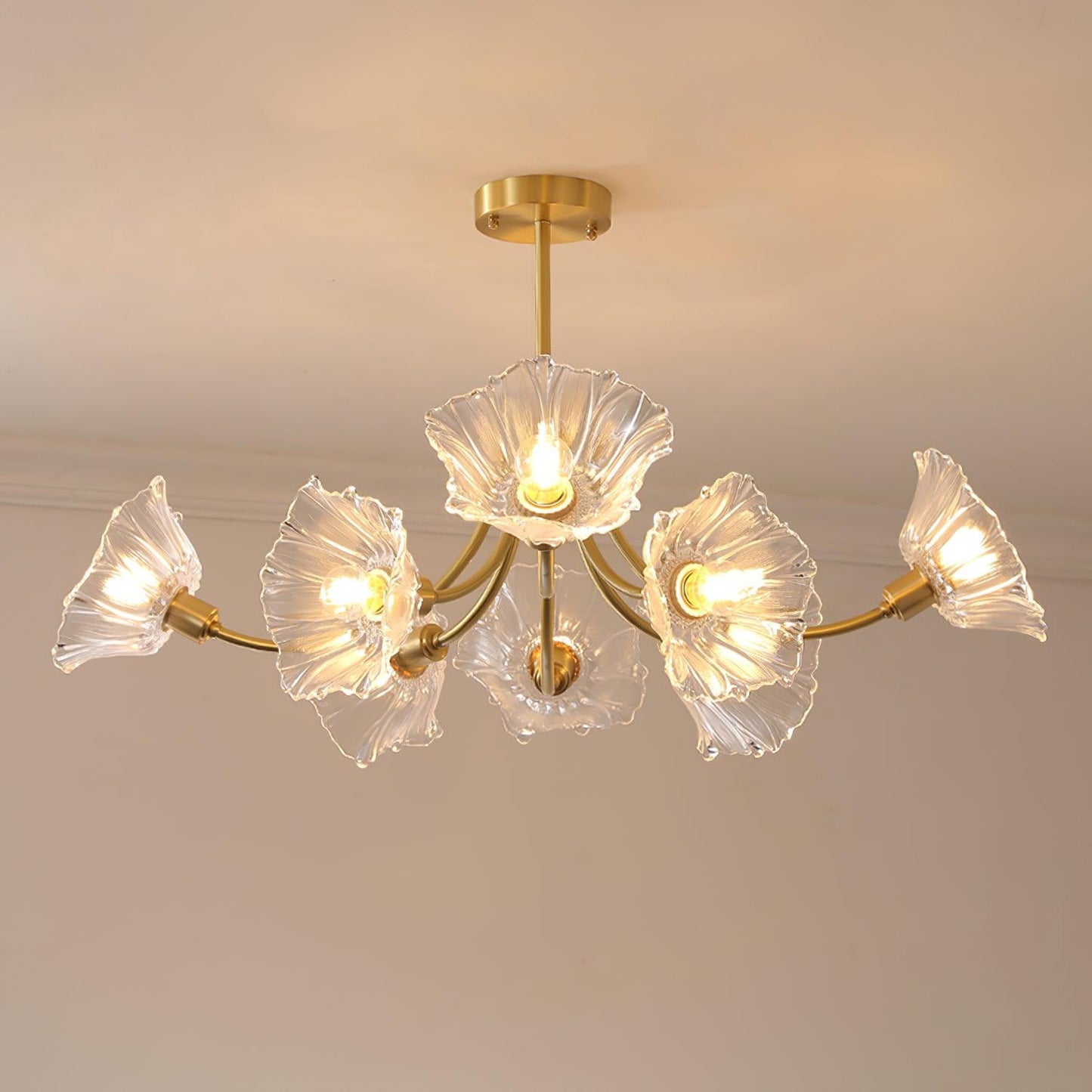 Elegant Flower Glass Chandelier for Home and Office Decor Lighting