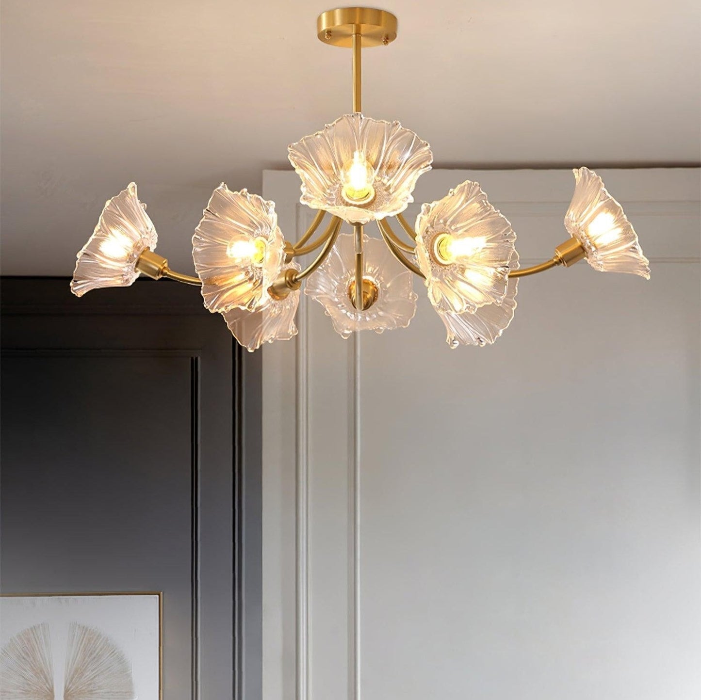Elegant Flower Glass Chandelier for Home and Office Decor Lighting
