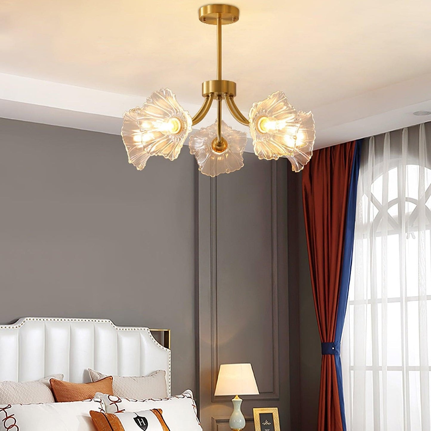 Elegant Flower Glass Chandelier for Home and Office Decor Lighting