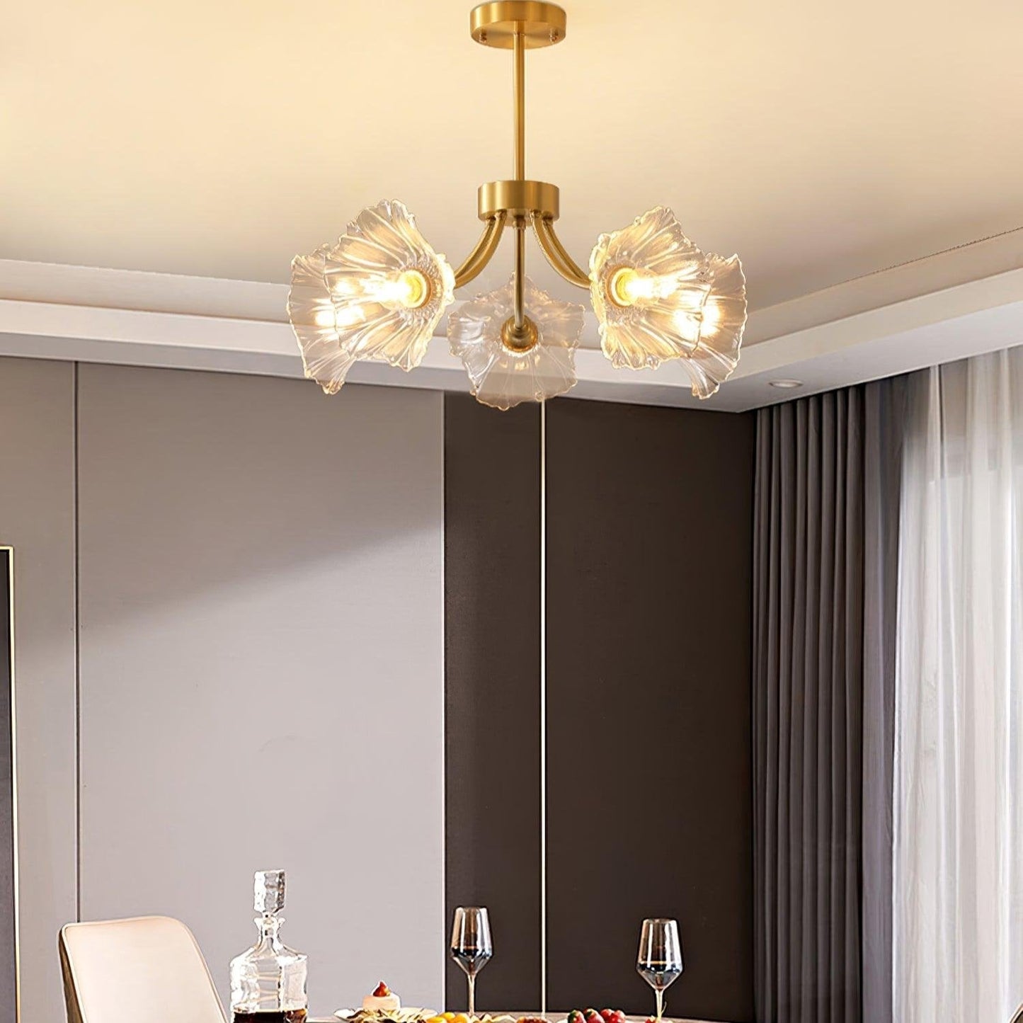 Elegant Flower Glass Chandelier for Home and Office Decor Lighting