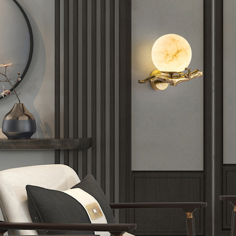 Copper and Marble Wall Light for Elegant Home and Office Decor