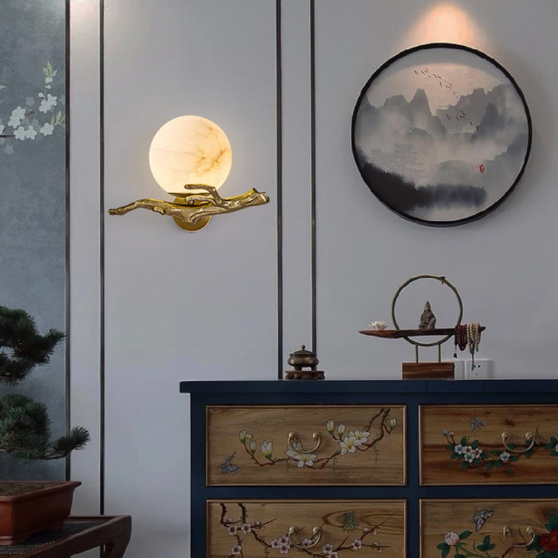 Copper and Marble Wall Light for Elegant Home and Office Decor