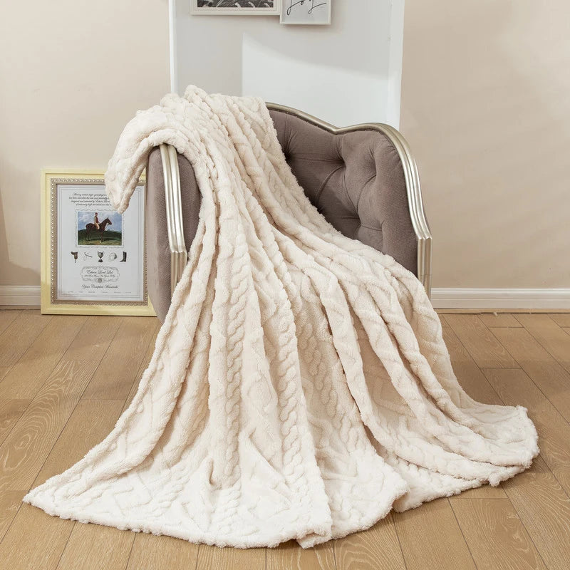 Cozy Snuggle Blanket with Elegant Braided Pattern for Home and Office Use