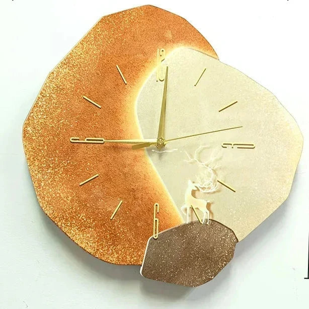 Wooden Wall Clock with USB Lamp for Home and Office Aesthetic Decor