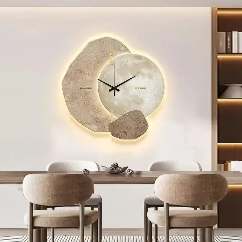 Wooden Wall Clock with USB Lamp for Home and Office Aesthetic Decor