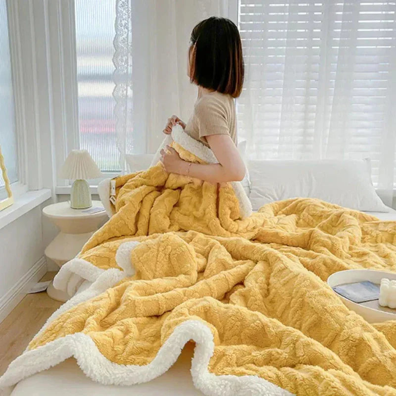 Thick Velvet Sofa Blanket for Cozy Home Decor and Comfort