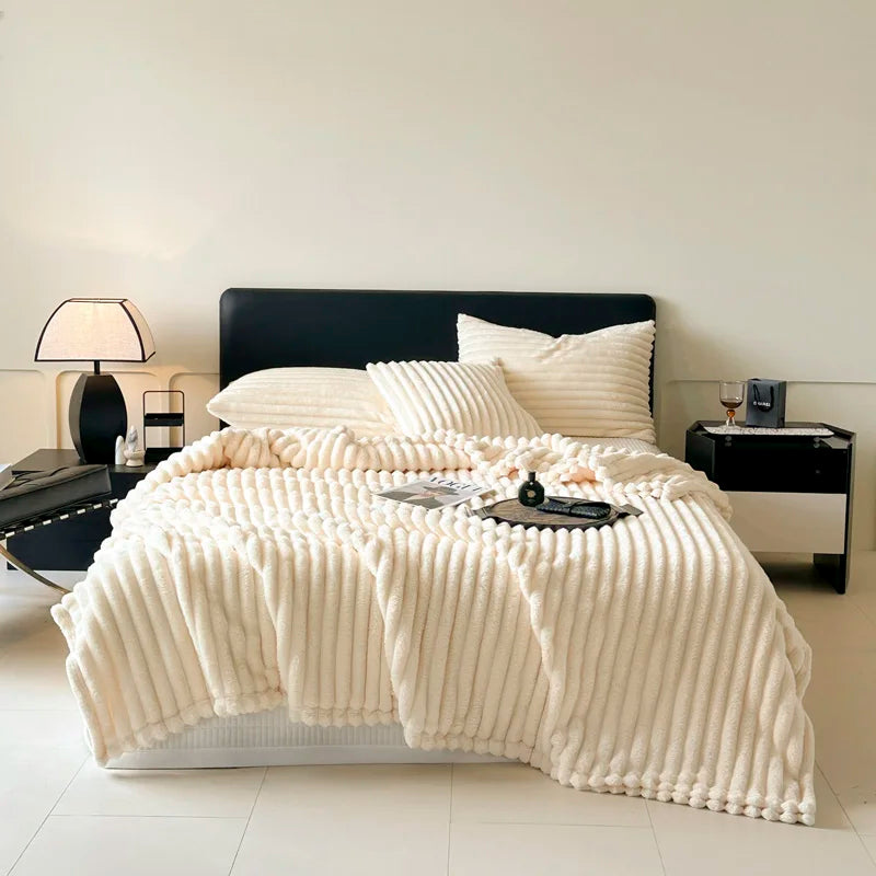 Plush Cozy Blanket in Modern Colors for Home and Office Comfort