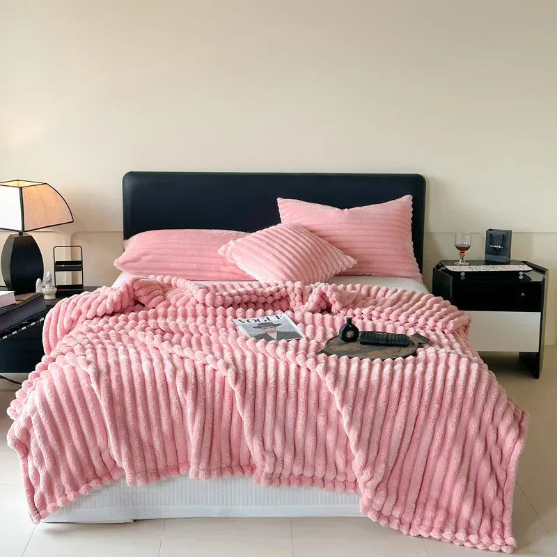 Plush Cozy Blanket in Modern Colors for Home and Office Comfort